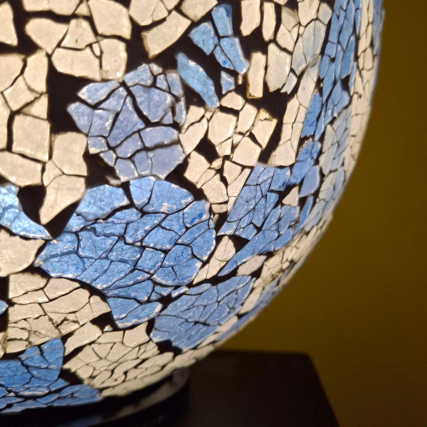 Lampada da tavolo abatjour in vetro bianca e blu - ETNICBAY