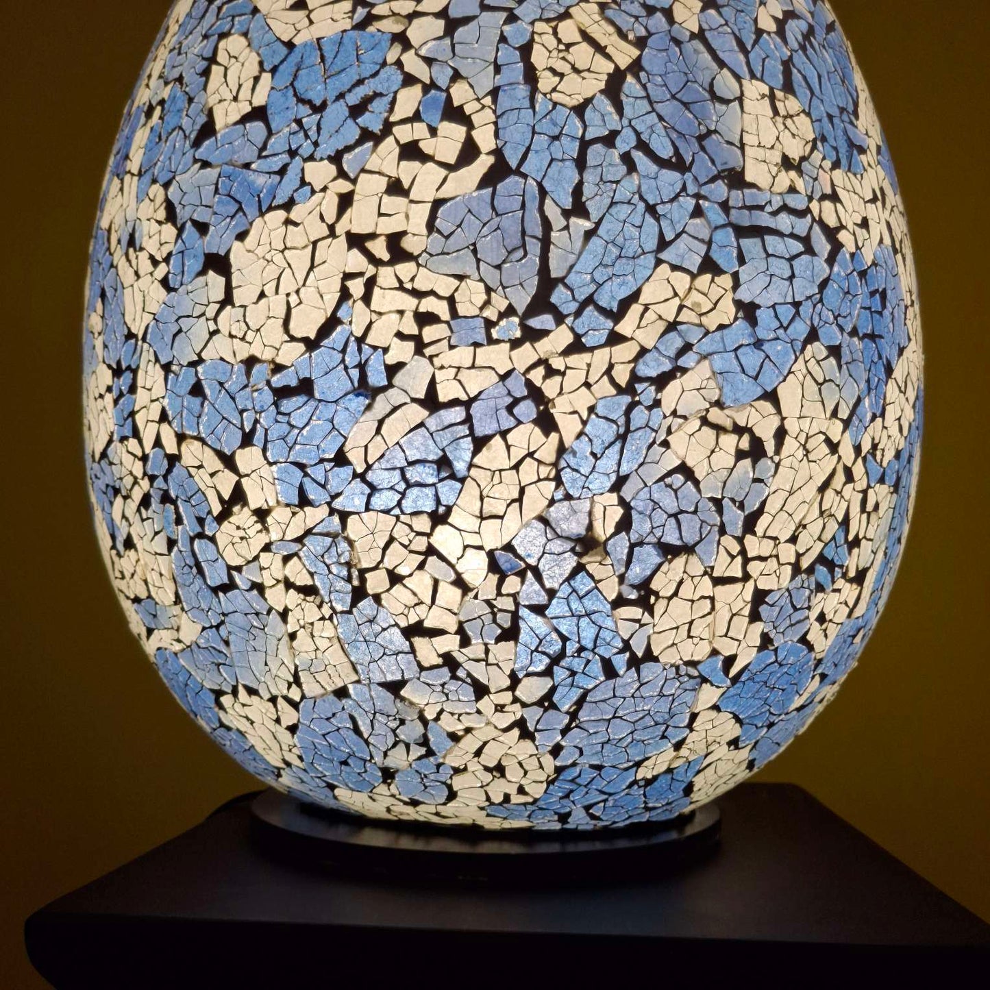 Lampada da tavolo abatjour in vetro bianca e blu - ETNICBAY