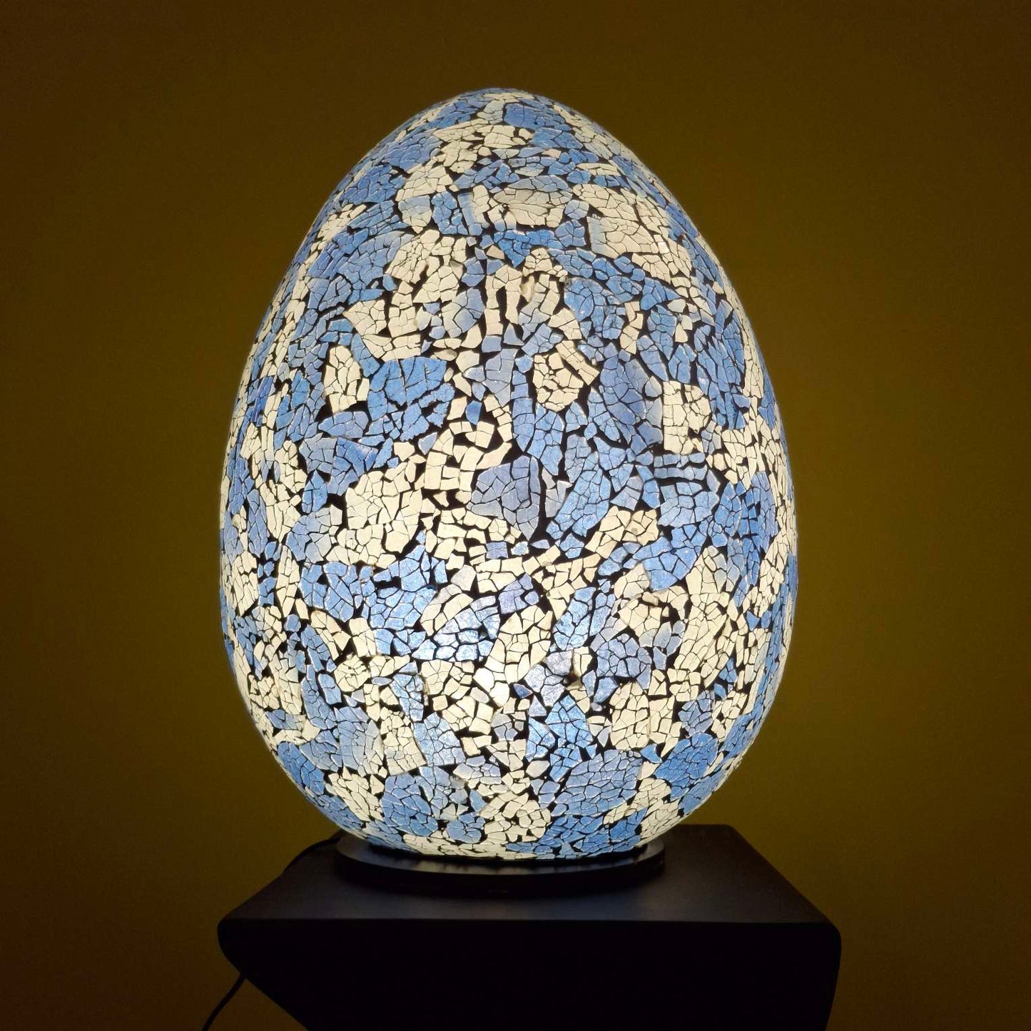 Lampada da tavolo abatjour in vetro bianca e blu - ETNICBAY
