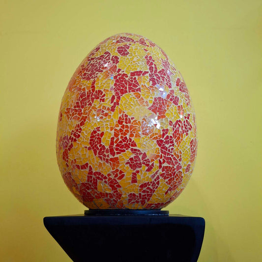 Lampada etnica in mosaico di vetro giallo rosso - ETNICBAY