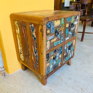 Wabi Sabi bedside table teak wood chest of drawers