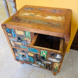 Wabi Sabi bedside table teak wood chest of drawers