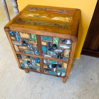 Wabi Sabi bedside table teak wood chest of drawers