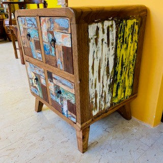Wabi Sabi bedside table teak wood chest of drawers