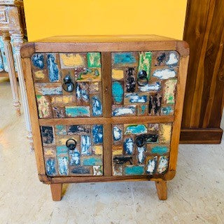Wabi Sabi bedside table teak wood chest of drawers
