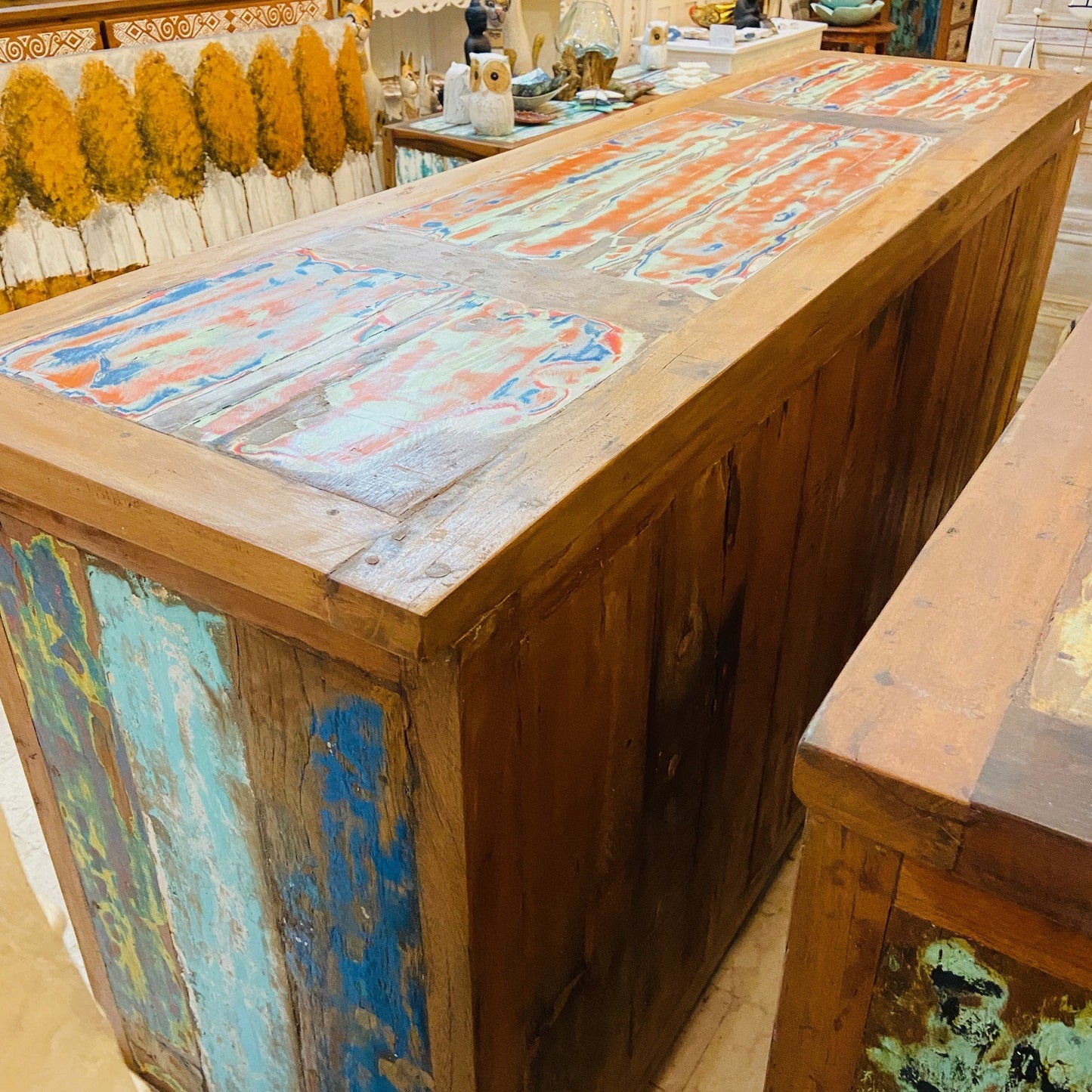 Buffet ethnique en bois de teck, meuble TV, crédence