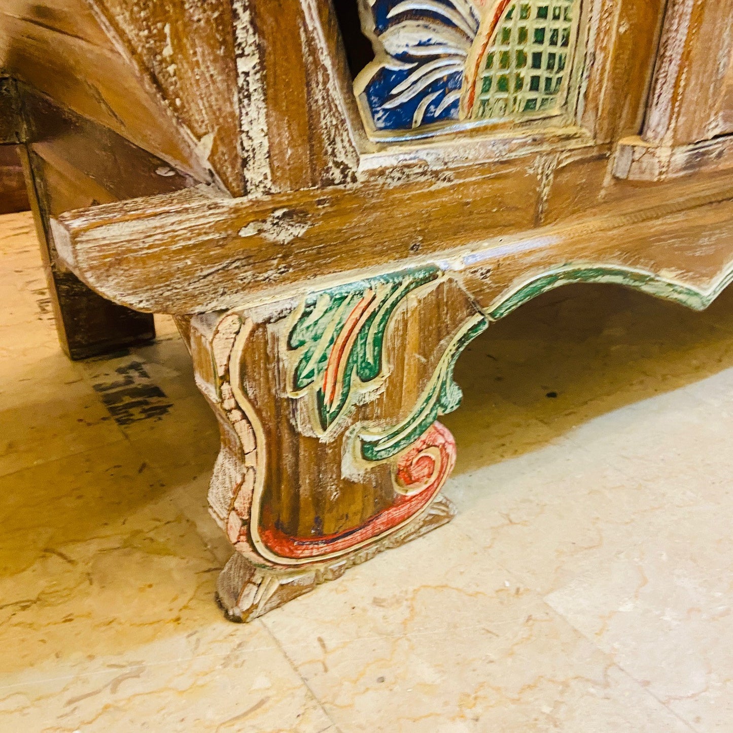 Meuble TV ethnique Buffet Teck Shabby Vintage