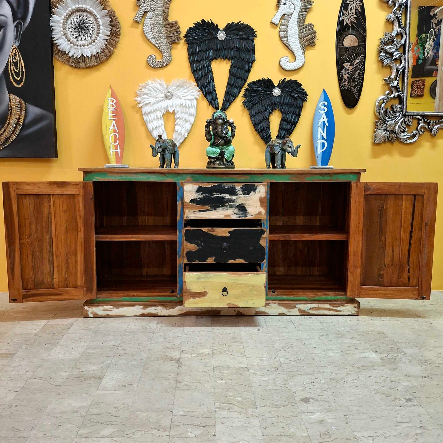 Mobile credenza etnica in legno teak