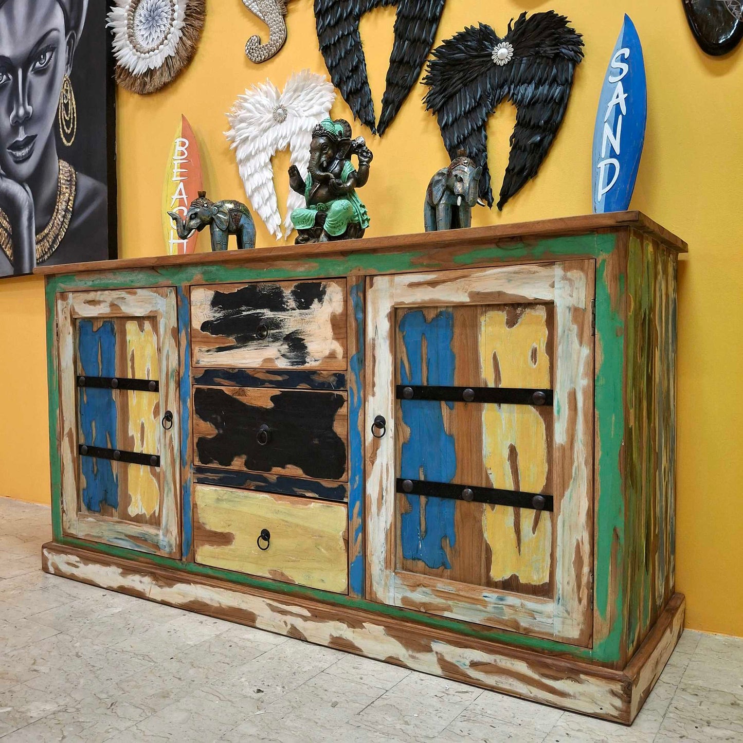 Mobile credenza etnica in legno teak