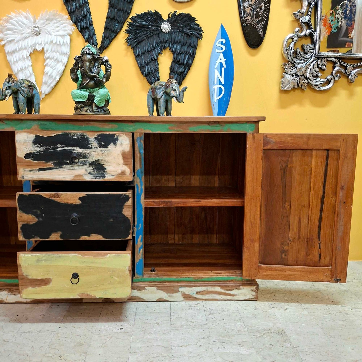 Mobile credenza etnica in legno teak