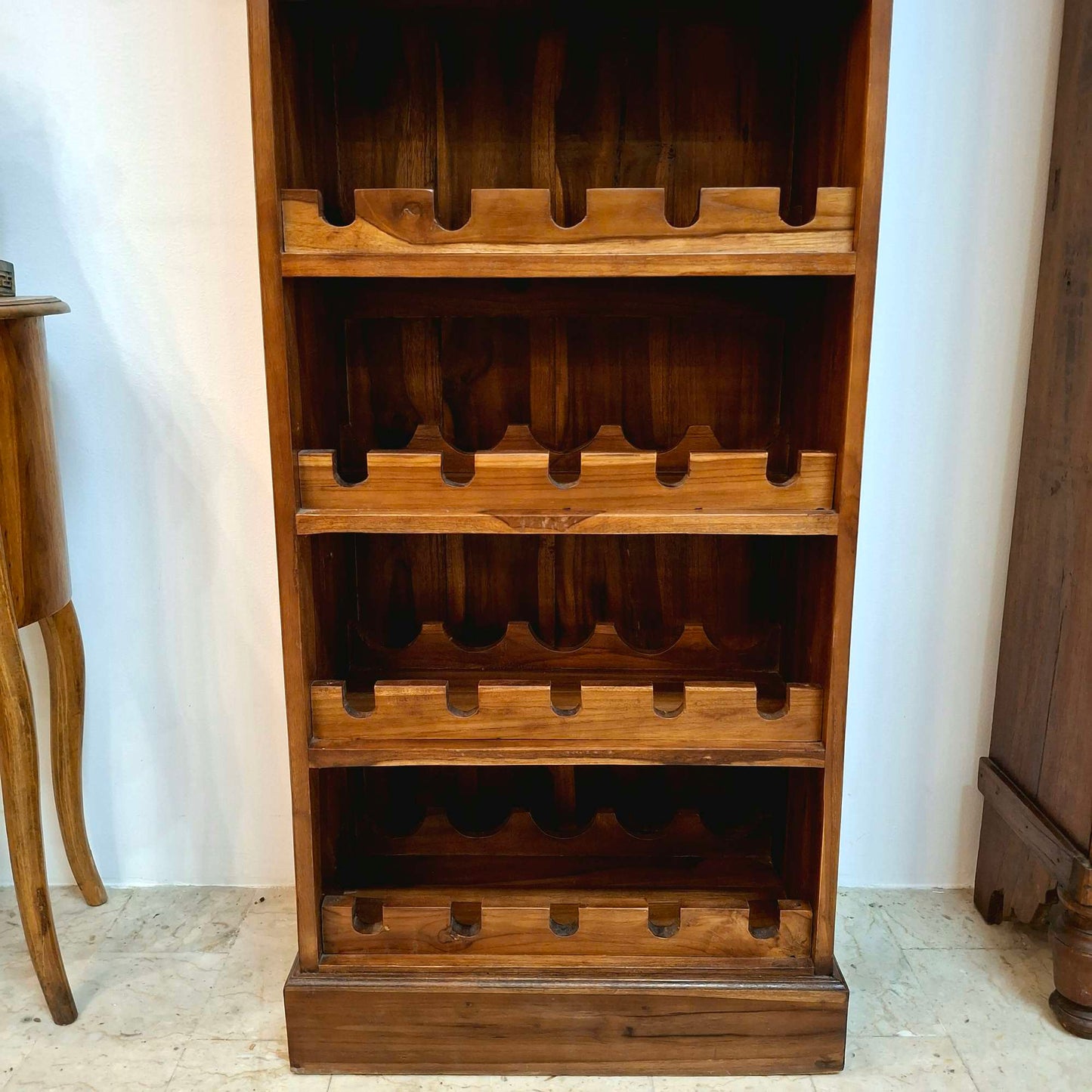 Ethnic mobile wine cellar holder for bottles and glasses