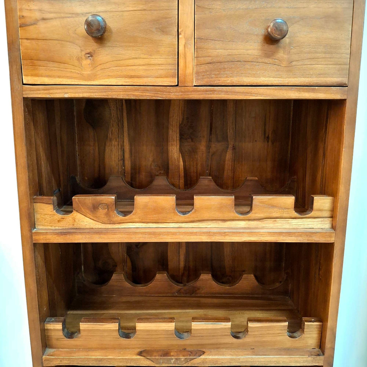 Ethnic mobile wine cellar holder for bottles and glasses