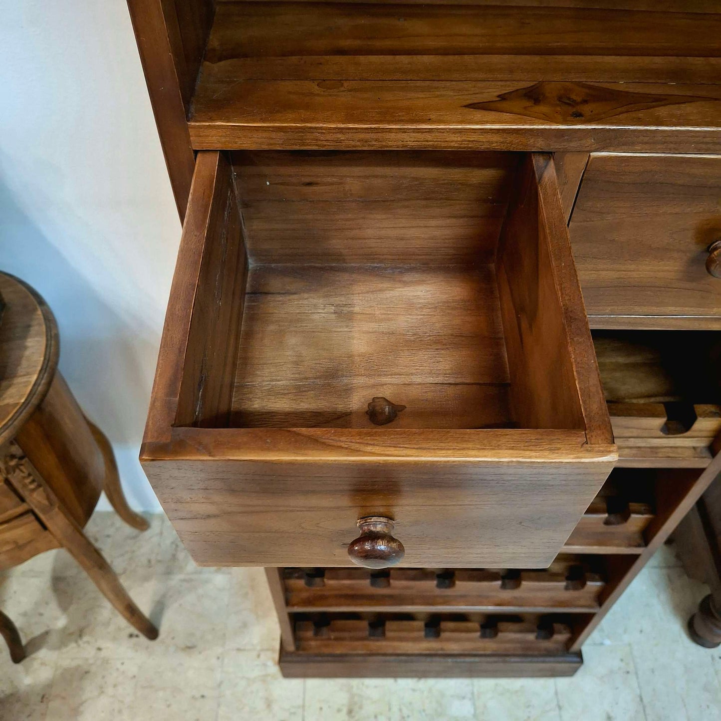 Ethnic mobile wine cellar holder for bottles and glasses