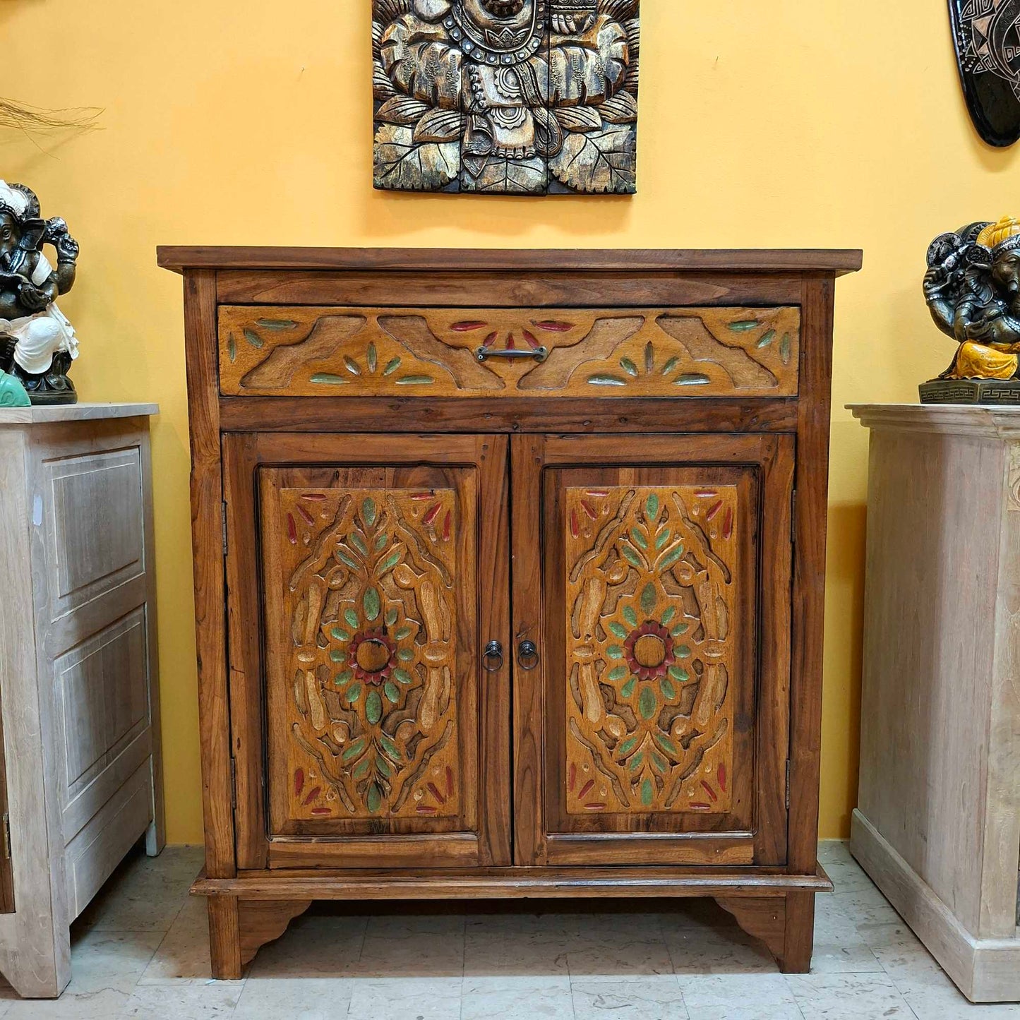 Mobile etnico credenza in teak con cassetti e 2 ante