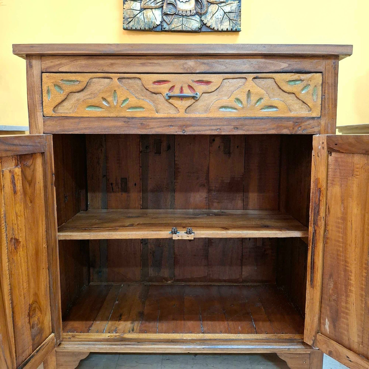 Mobile etnico credenza in teak con cassetti e 2 ante
