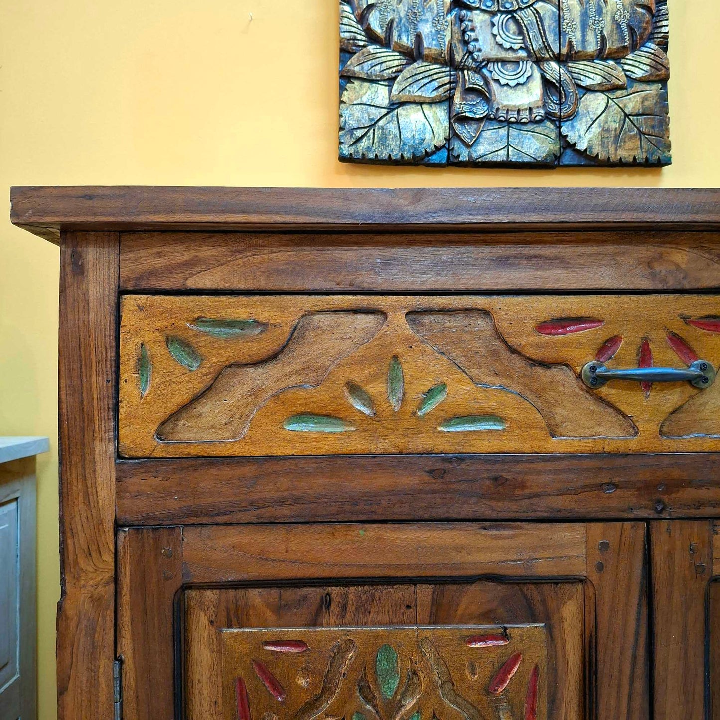 Mobile etnico credenza in teak con cassetti e 2 ante