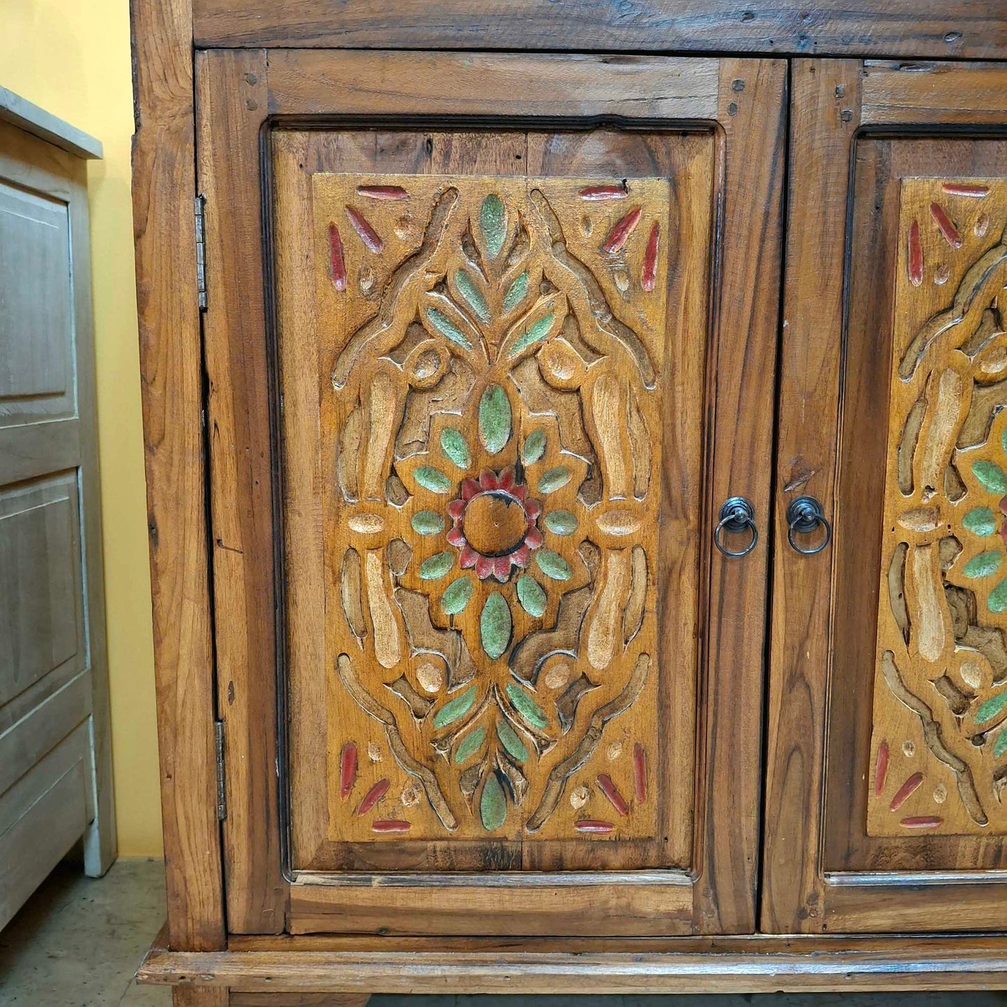 Mobile etnico credenza in teak con cassetti e 2 ante