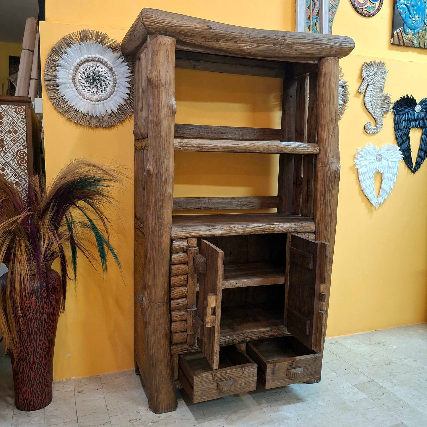 Mobile etnico linea Flintstones in legno teak