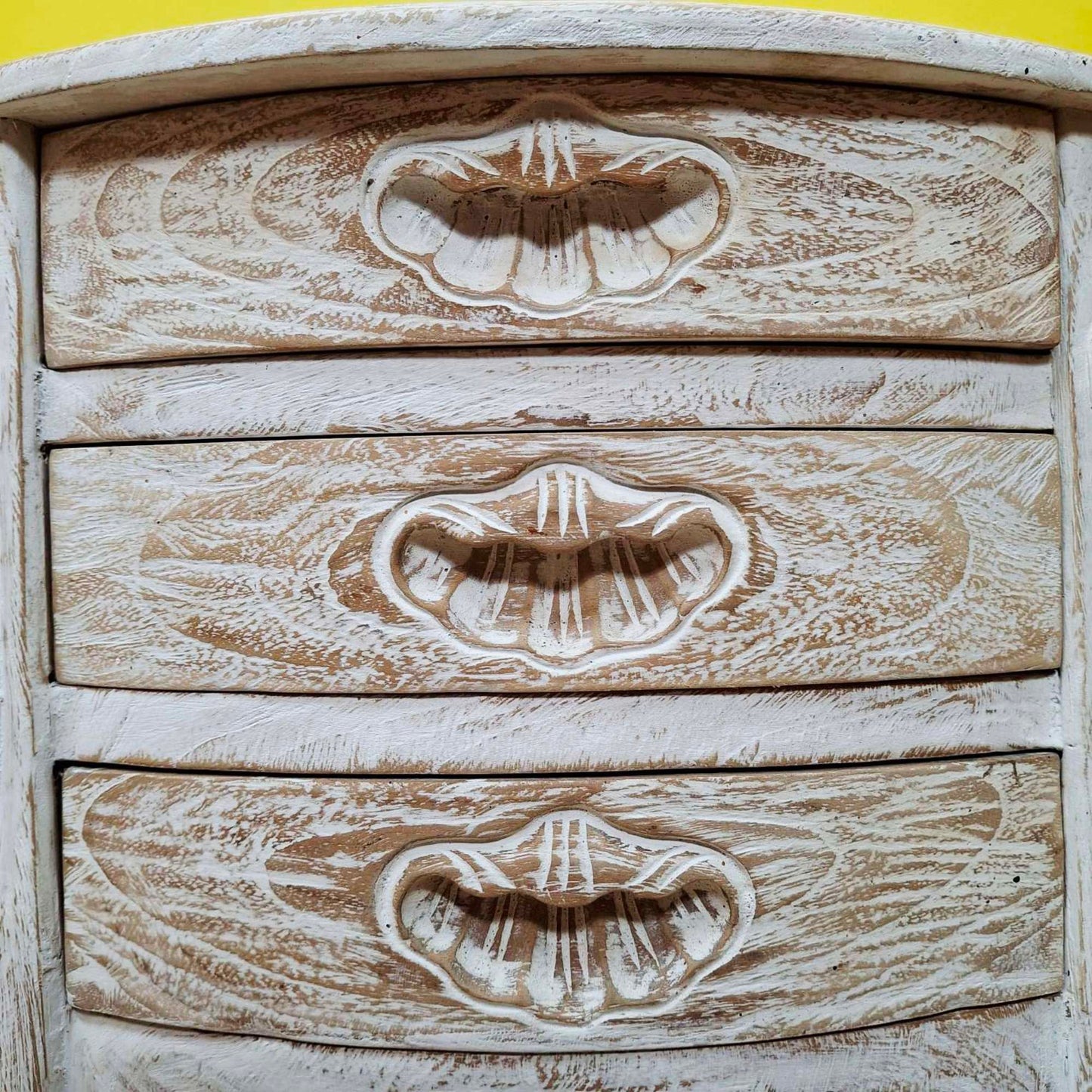 Half-round carved entrance furniture, pickled