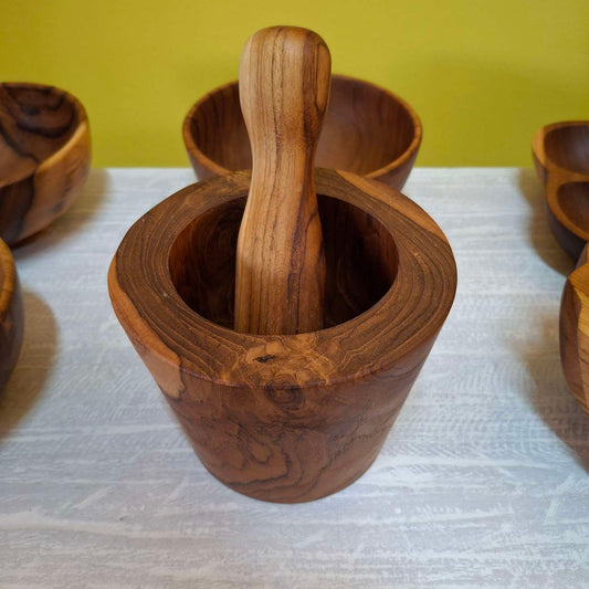 Mortaio rustico in legno teak