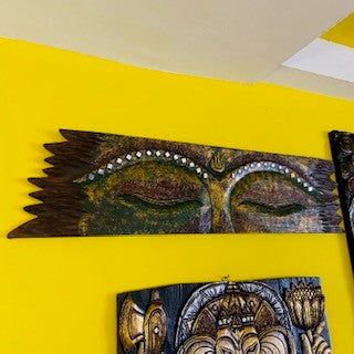 Panneau décoratif ethnique en bois effet Bouddha