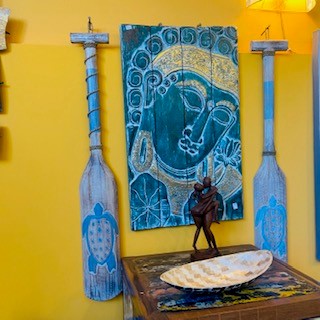 Tartaruga pagaia decorativa in stile etnico remo