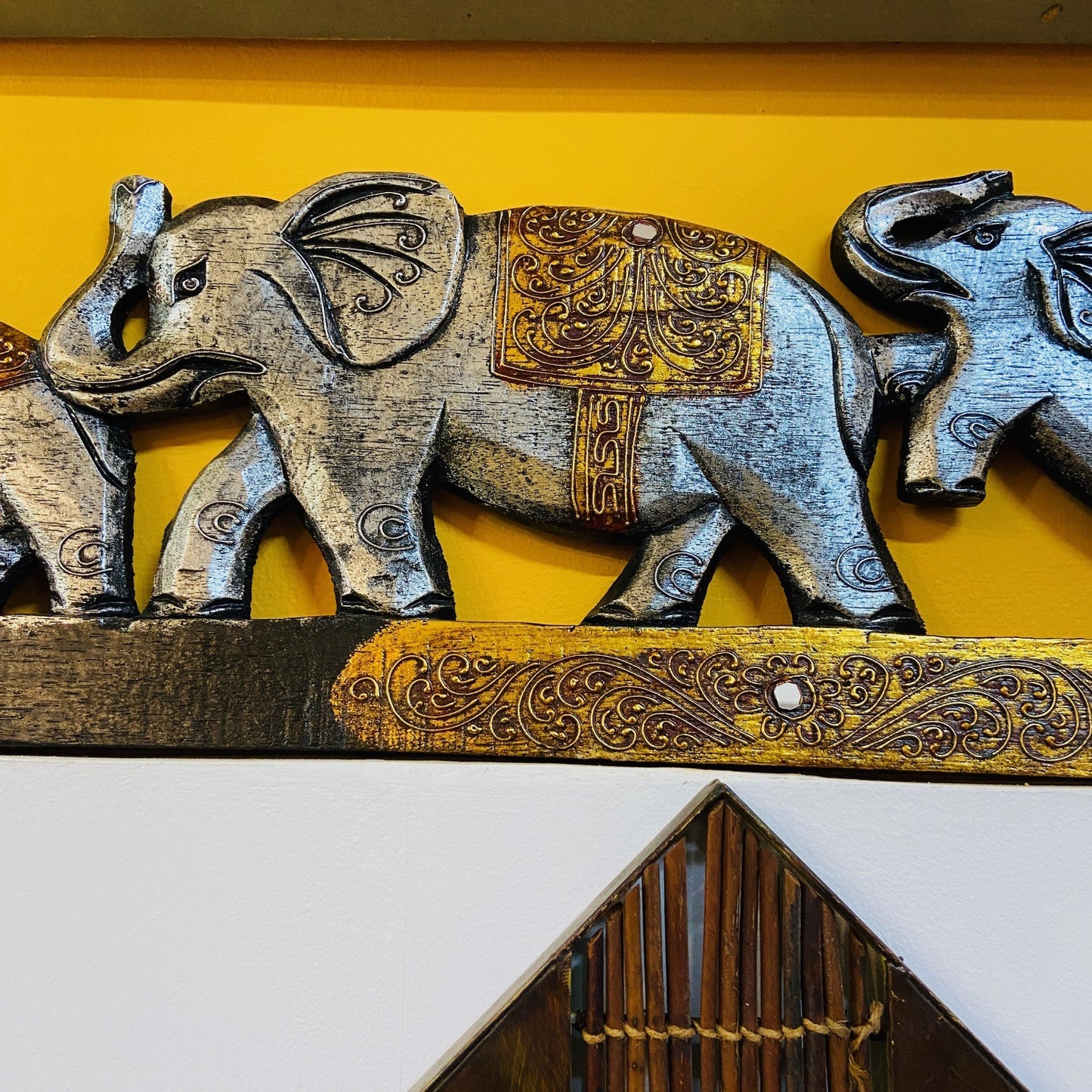 Panneau Éléphants porte-bonheur meubles ethniques om