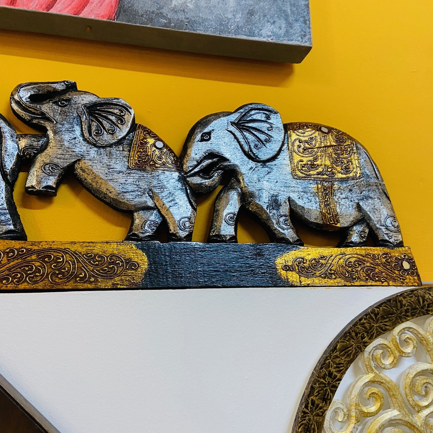 Panneau Éléphants porte-bonheur meubles ethniques om