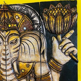 Peinture Ganesh sur panneau de bois, décor ethnique