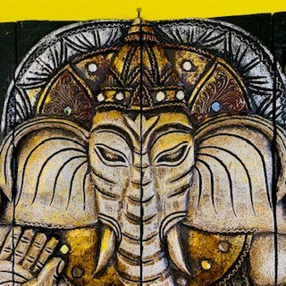 Peinture Ganesh sur panneau de bois, décor ethnique
