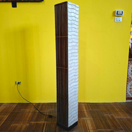 Piantana in madre perla bambù e ferro battuto