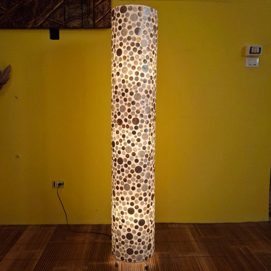 Piantana in madre perla e ferro battuto oro e bianco