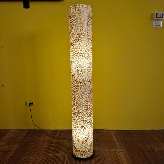 Piantana in mosaico di madre perla e ferro battuto