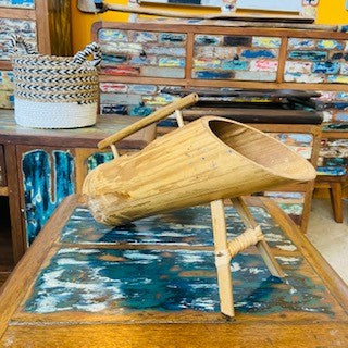 Porta bottiglie bamboo con manico soprammobile