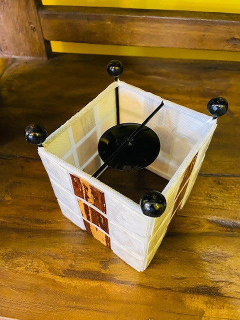 Porta candele lume cubo madre perla bianca minimal