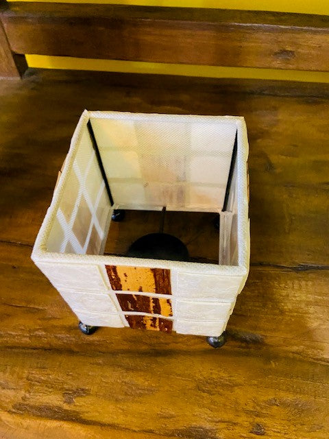 Porta candele lume cubo madre perla bianca minimal