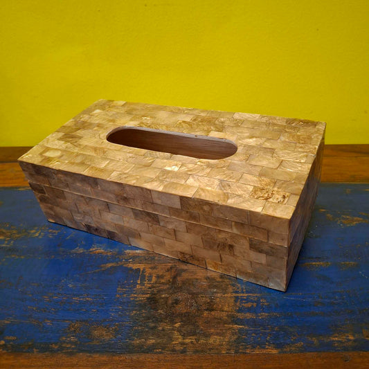 Porta fazzoletti moderno in madre perla dorato