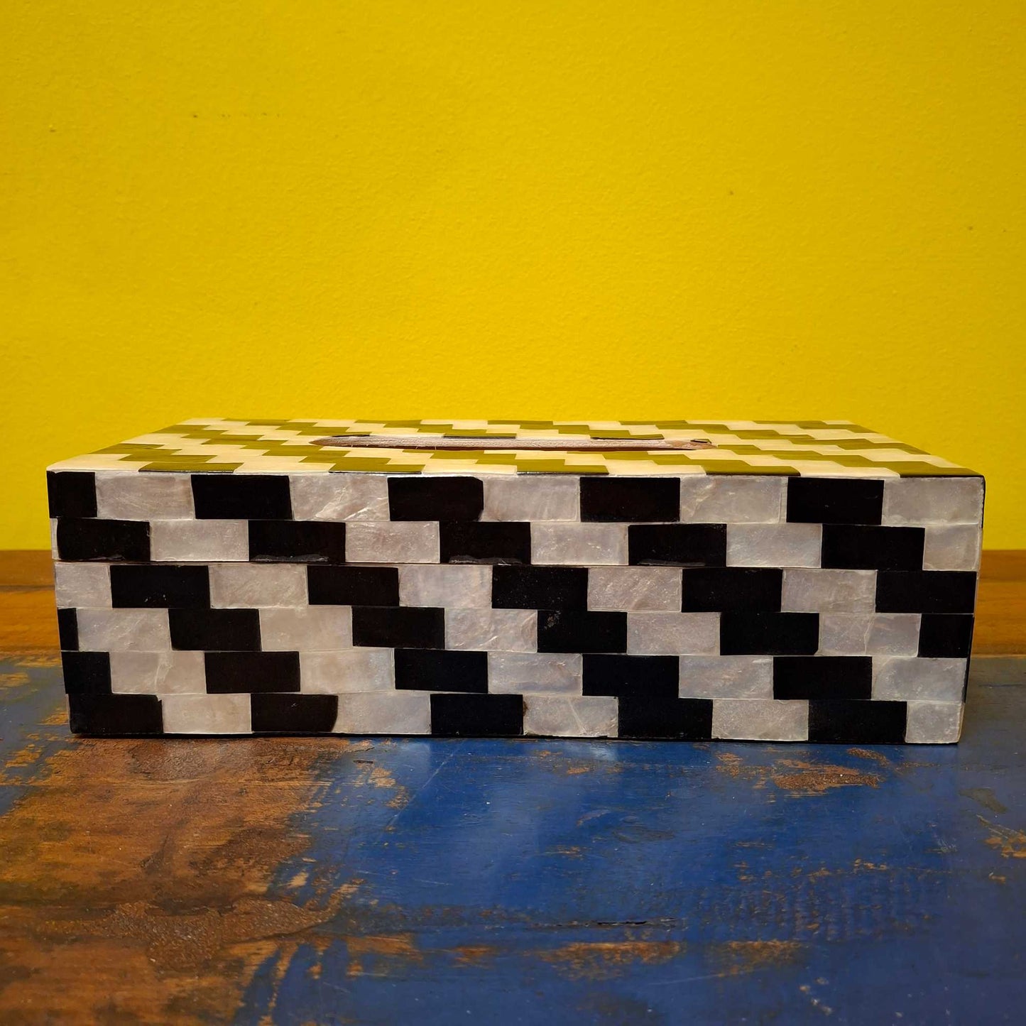 Rectangular mother of pearl tissue holder