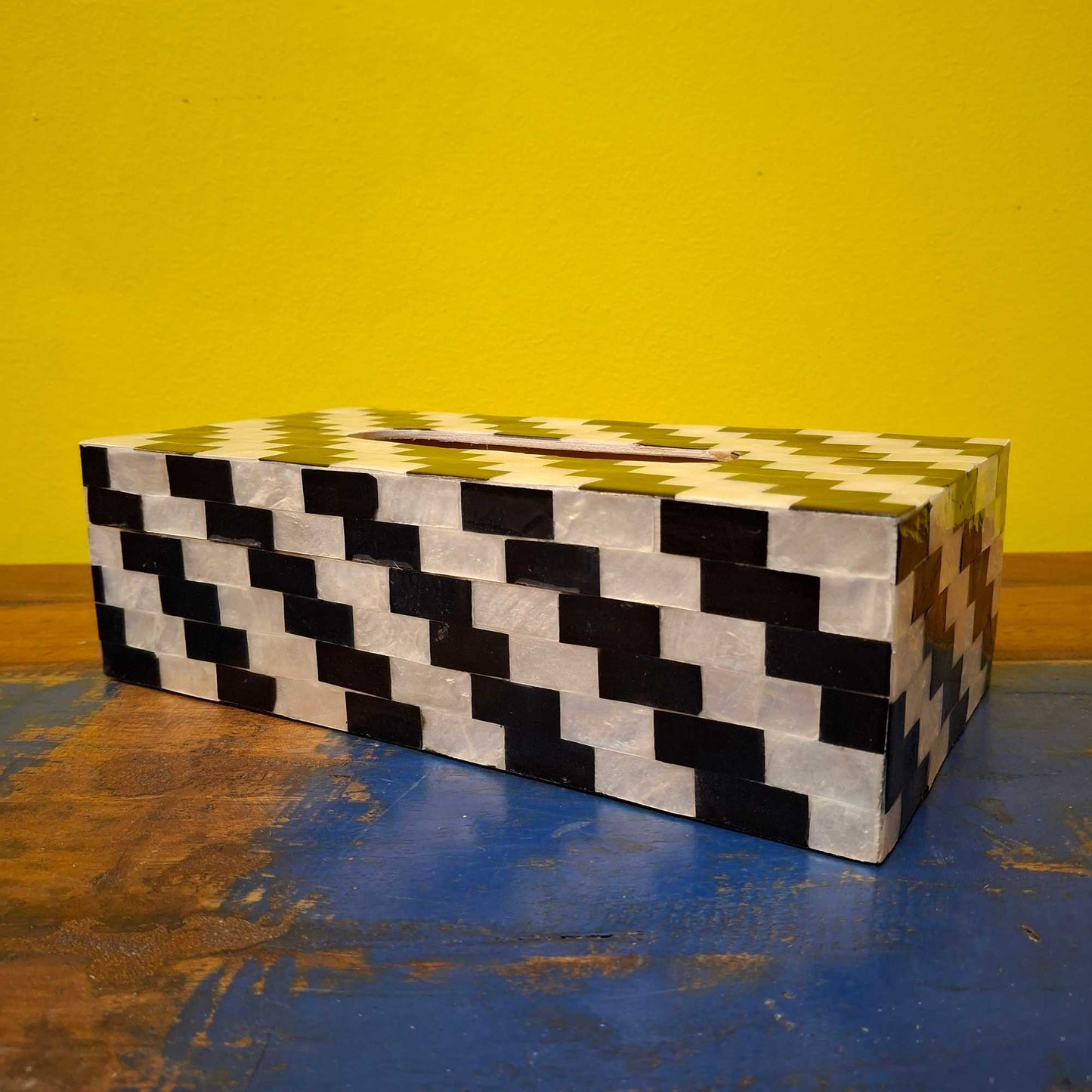 Rectangular mother of pearl tissue holder