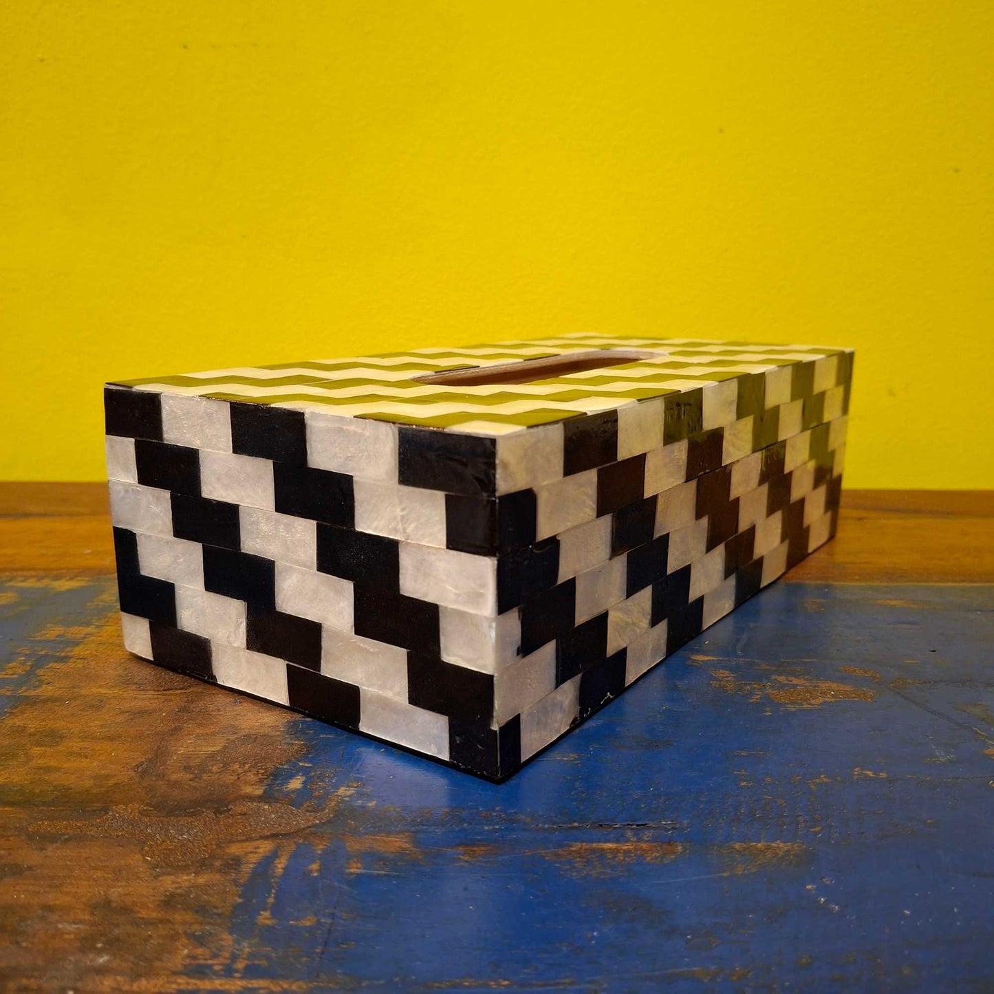 Rectangular mother of pearl tissue holder