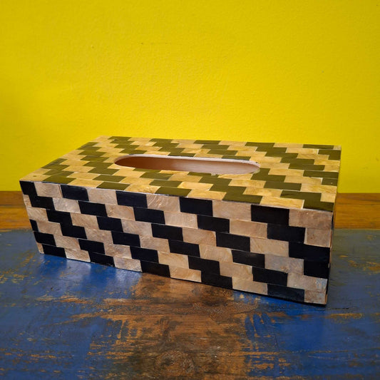 Porta fazzoletti rettangolare in madre perla oro