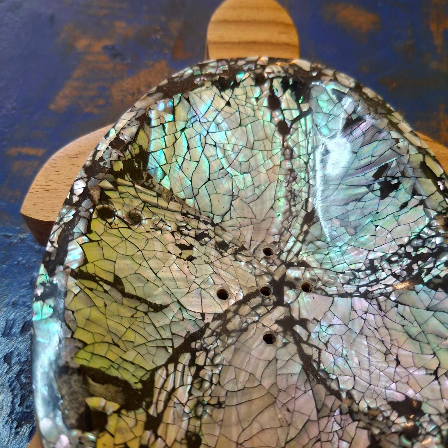 Wooden and mother of pearl turtle incense holder