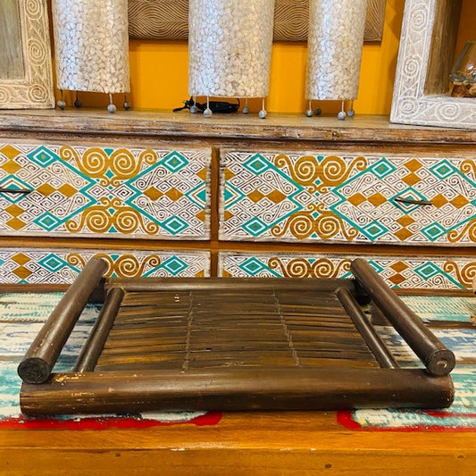 Vassoio bambu porta vivande the caffe centro tavola