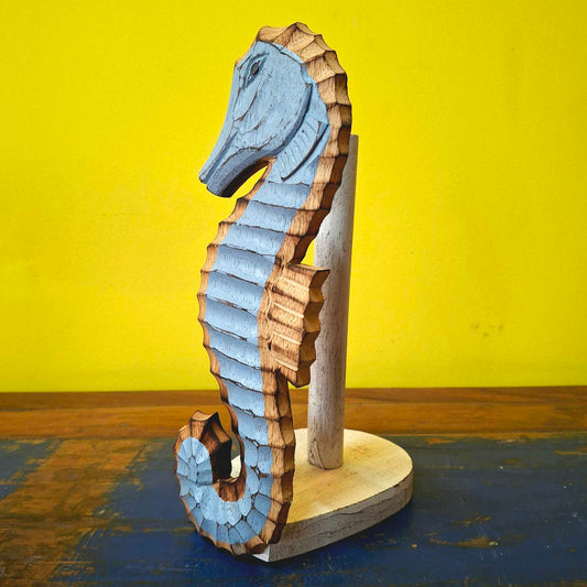 Portarotoli da cucina cavalluccio marino in legno