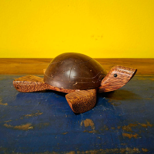 Posa cenere tartaruga in legno con coperchio in cocco