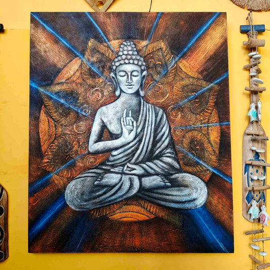 Quadro etnico Buddha in meditazione posizione del loto