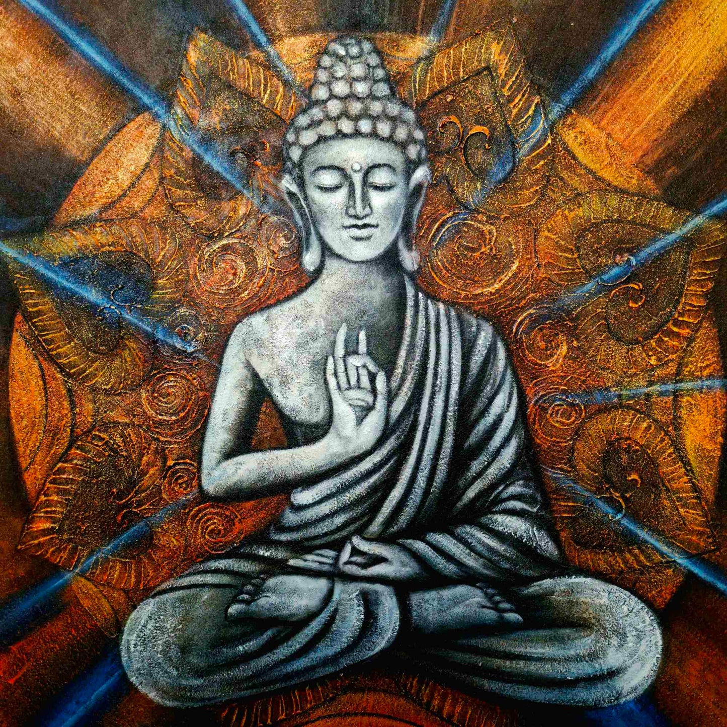 Quadro etnico Buddha in meditazione posizione del loto