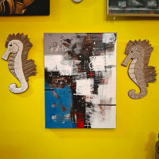 Quadro etnico acrilico su tela astratta geometrico