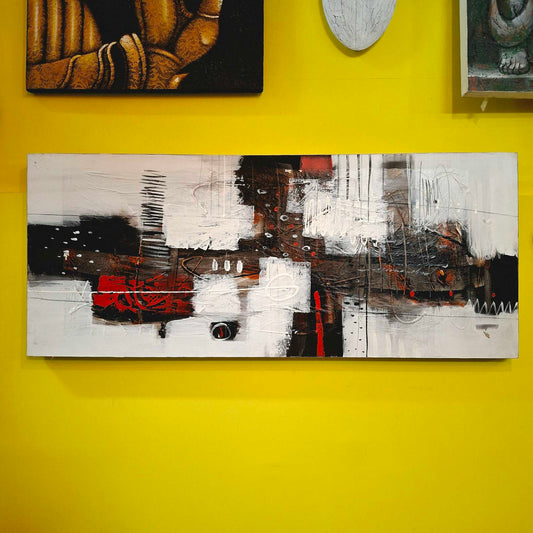 Quadro etnico acrilico su tela geometria astratta