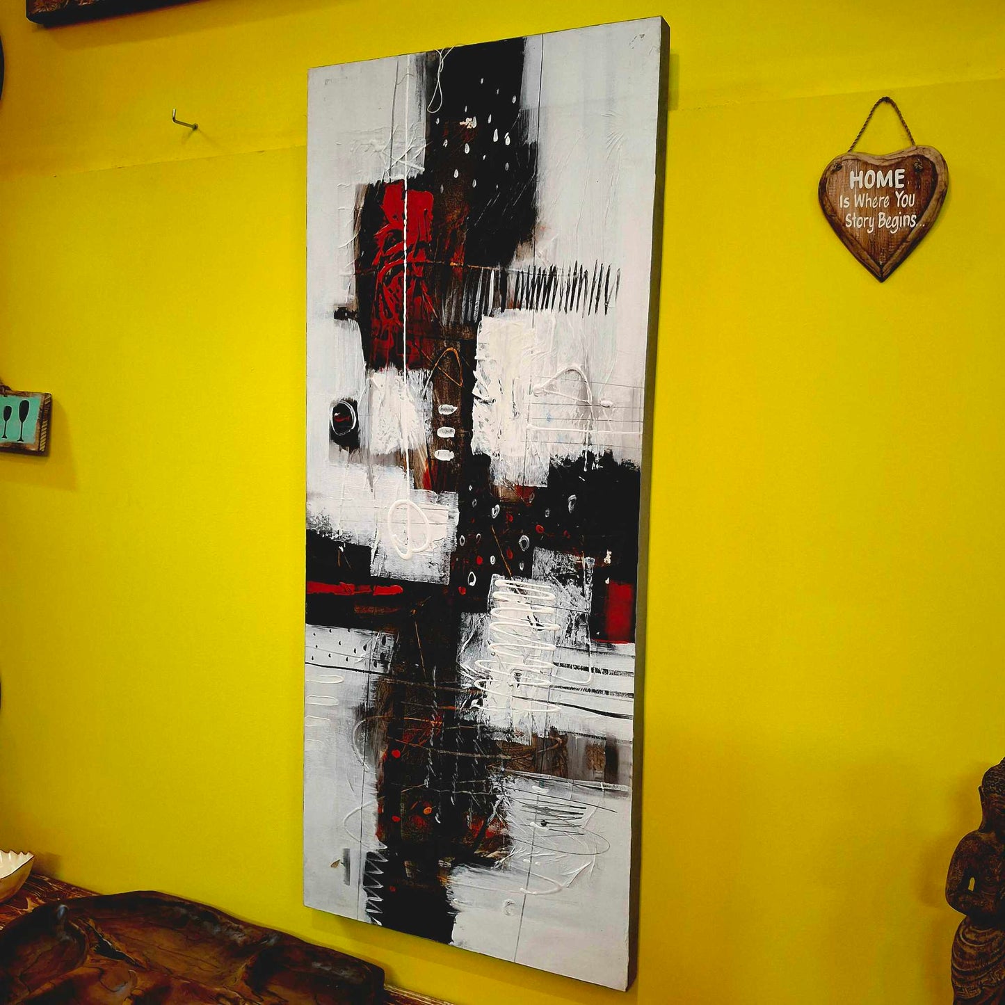 Quadro etnico acrilico su tela geometria astratta